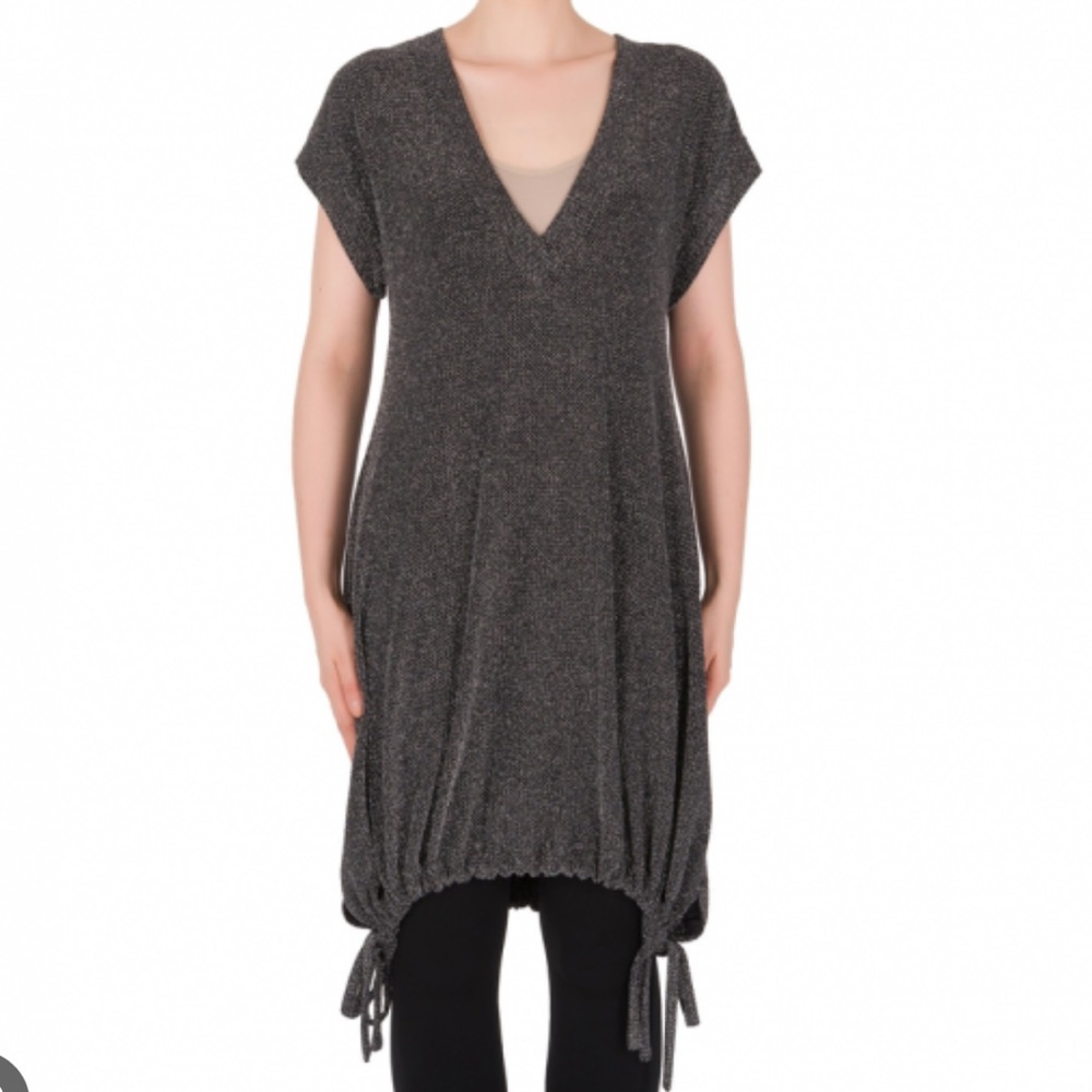 Joseph Ribkoff metallic dress, black and silver tunic dress, cocktail dress